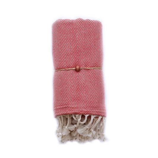 Christmas Gift Towel - Herringbone Red-0