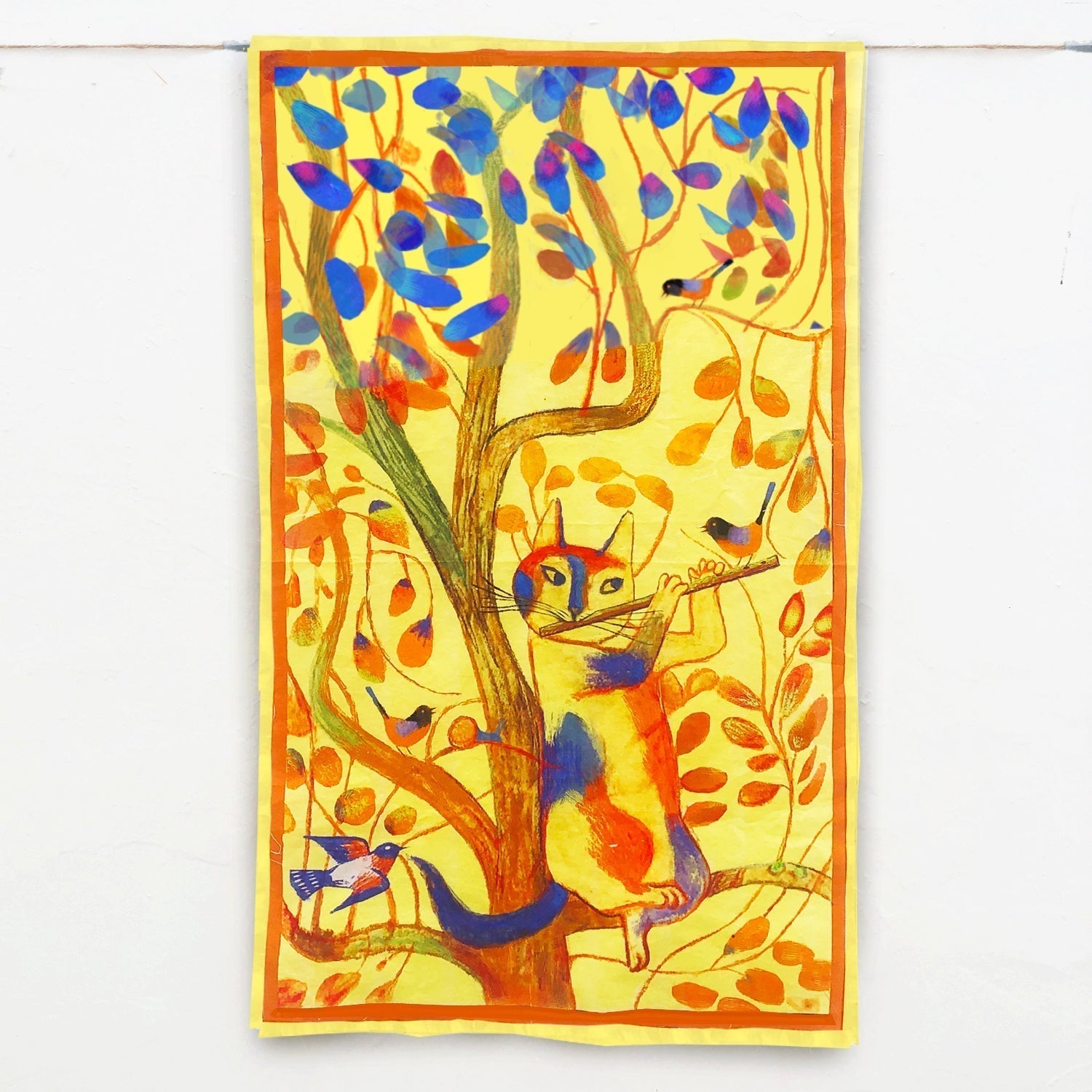 Flute & Feathers Tea Towel-0