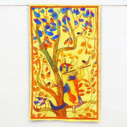 Flute & Feathers Tea Towel-0